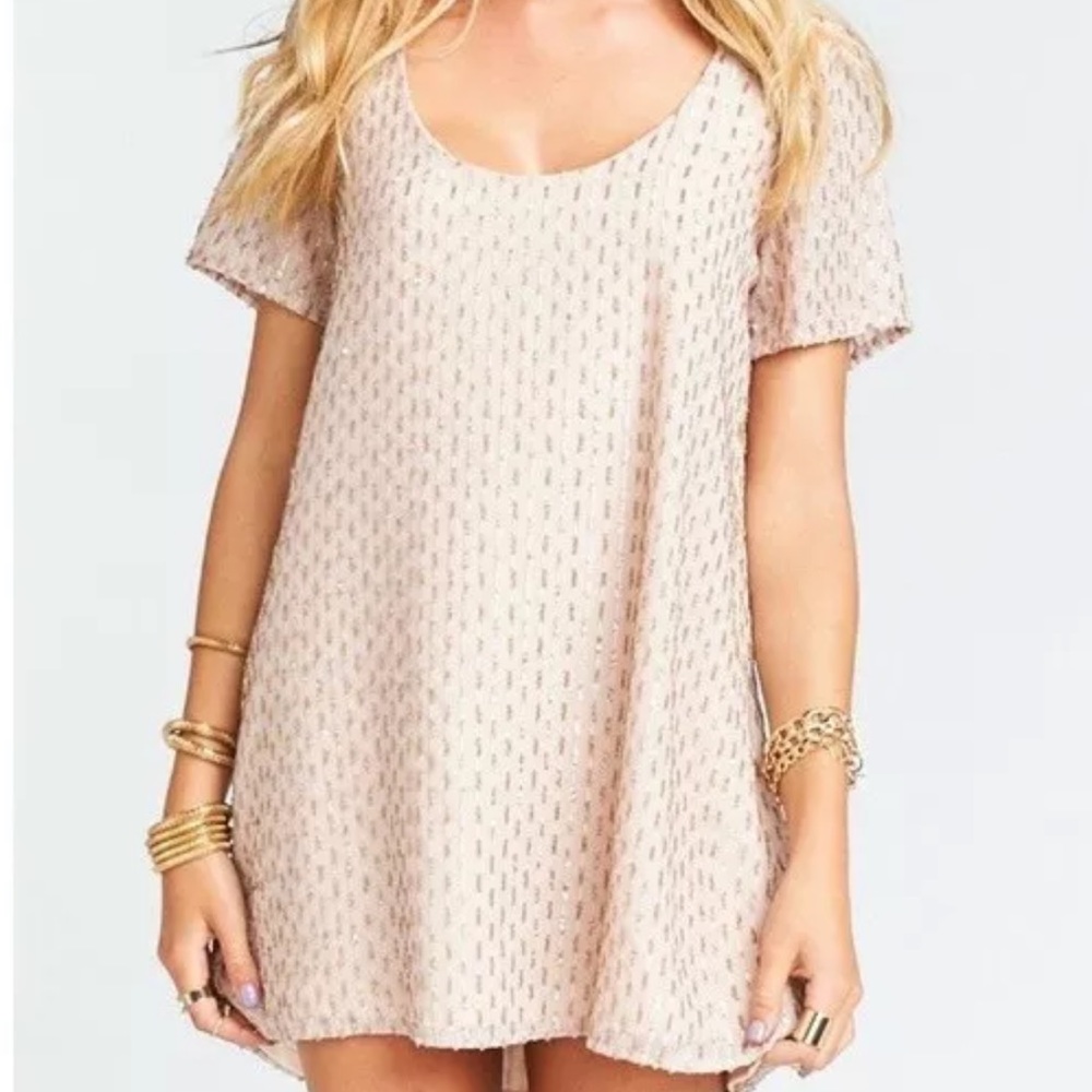 NWT SHOW ME YOUR MUMU WATERFALL GOLD SEQUIN DEMI MINI DRESS Size XS